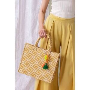 NEW CHERRY CLOTH aztec tote bag in yellow